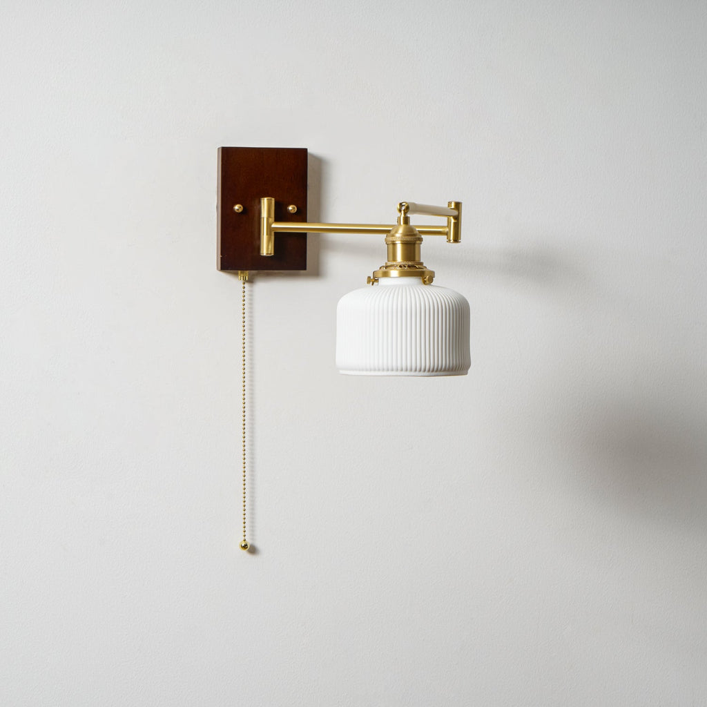 Wall Light 5 Ceramic Shade Models Brass and Walnut