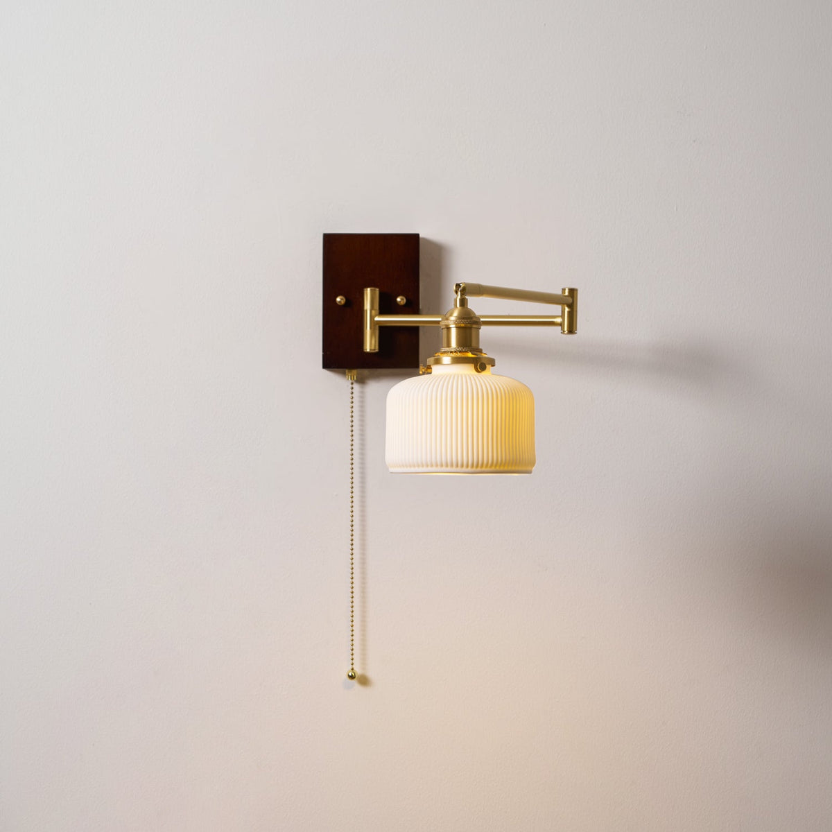 Wall Light 5 Ceramic Shade Models Brass and Walnut