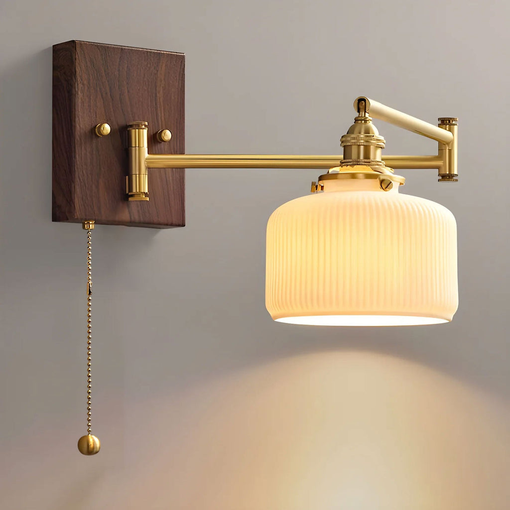 Wall Light 5 Ceramic Shade Models Brass and Walnut
