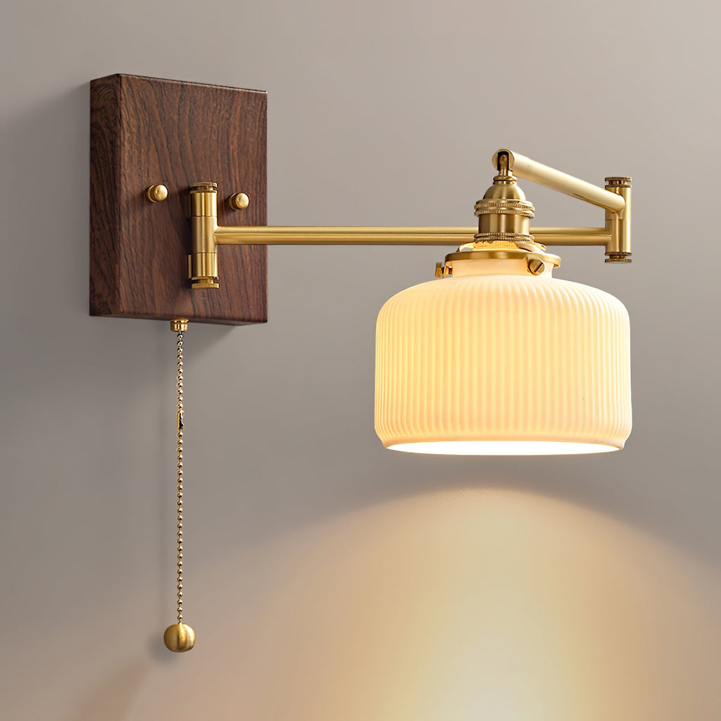 Wall Light 5 Ceramic Shade Models Brass and Walnut