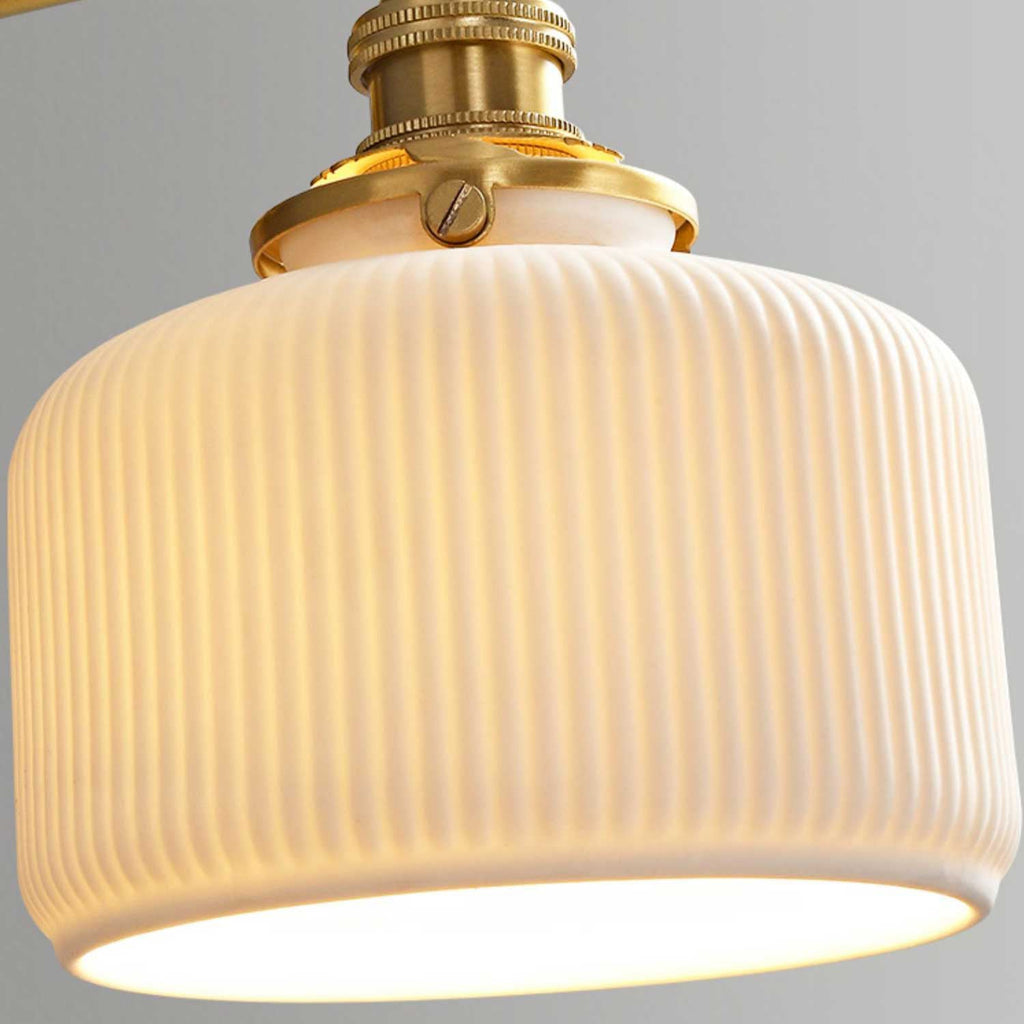 Wall Light 5 Ceramic Shade Models Brass and Walnut