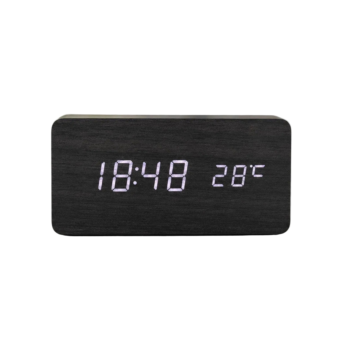 Digital Alarm Clock LED Wood Look Adjustable Brightness