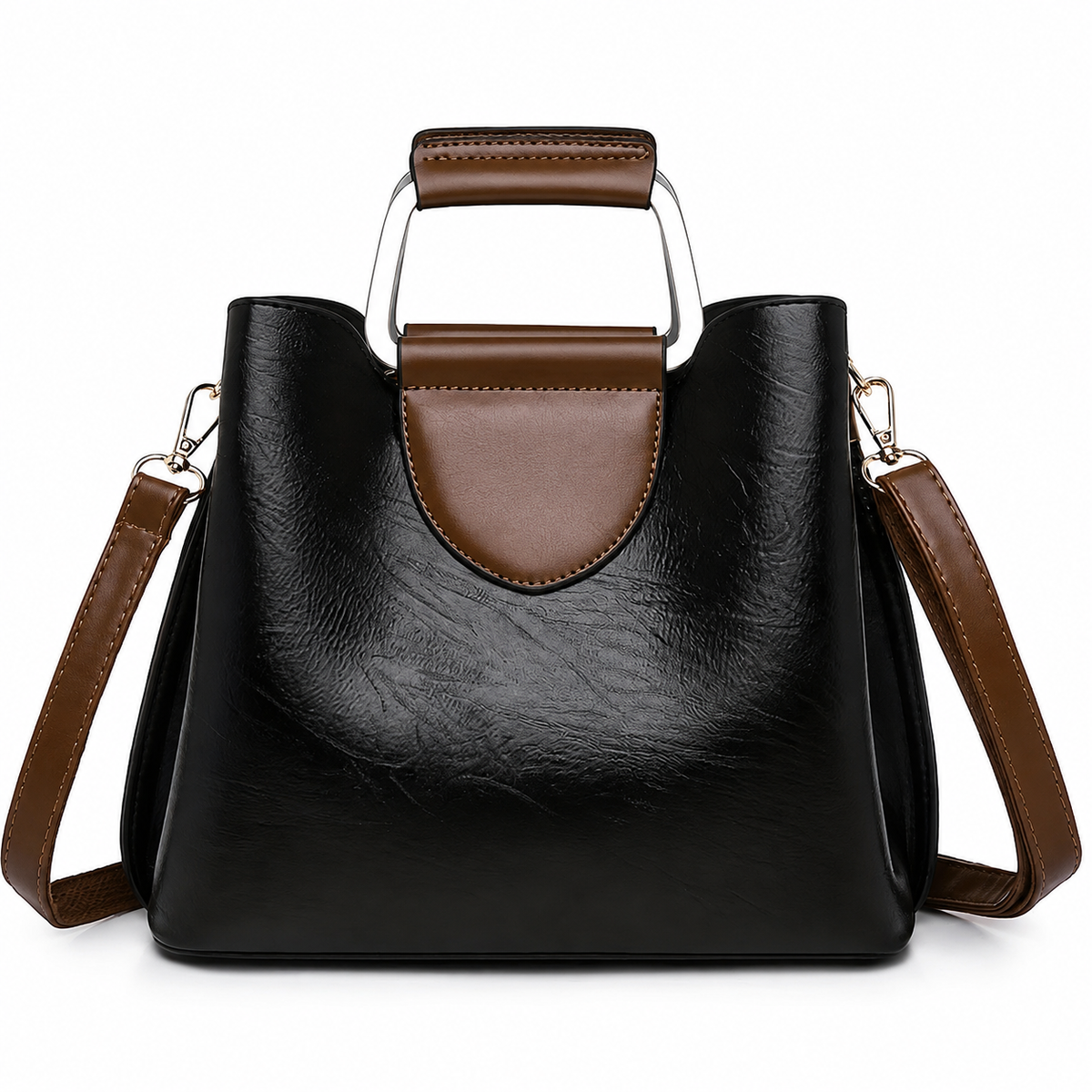 Two-Tone Handbag with Detachable Strap