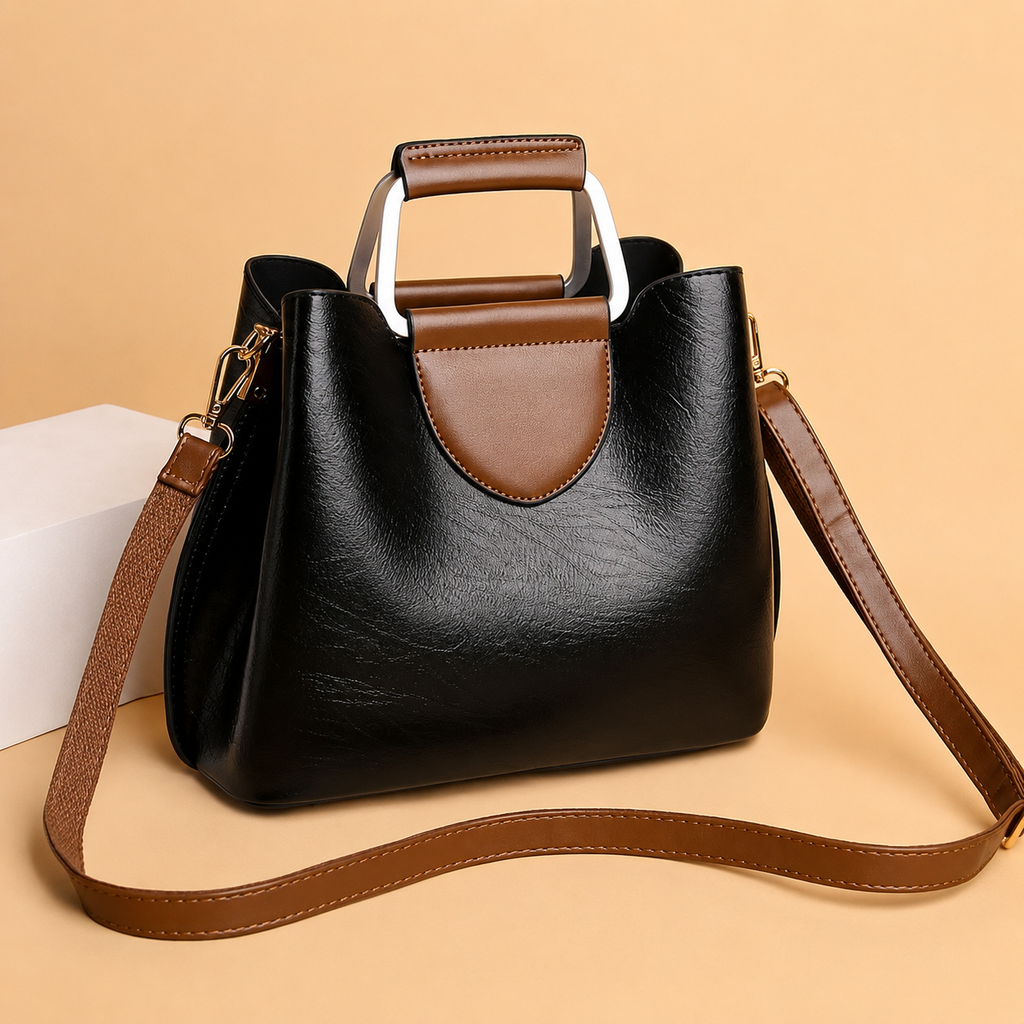 Two-Tone Handbag with Detachable Strap