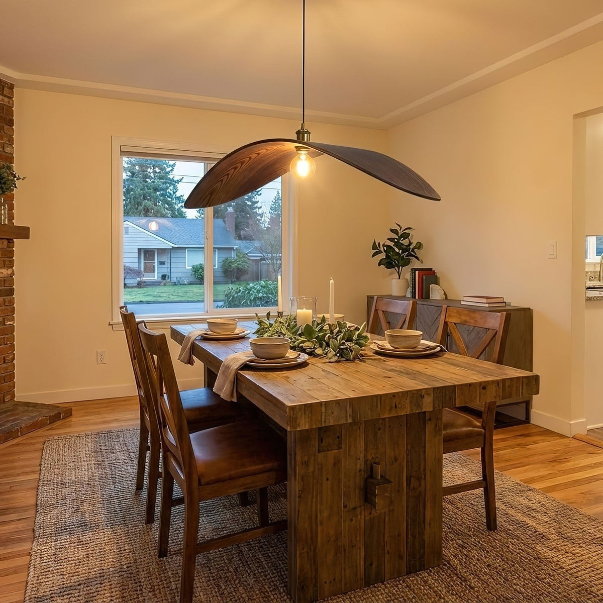 Wood Pendant Light 15 23.6 or 33.5 Inches Curved Shade