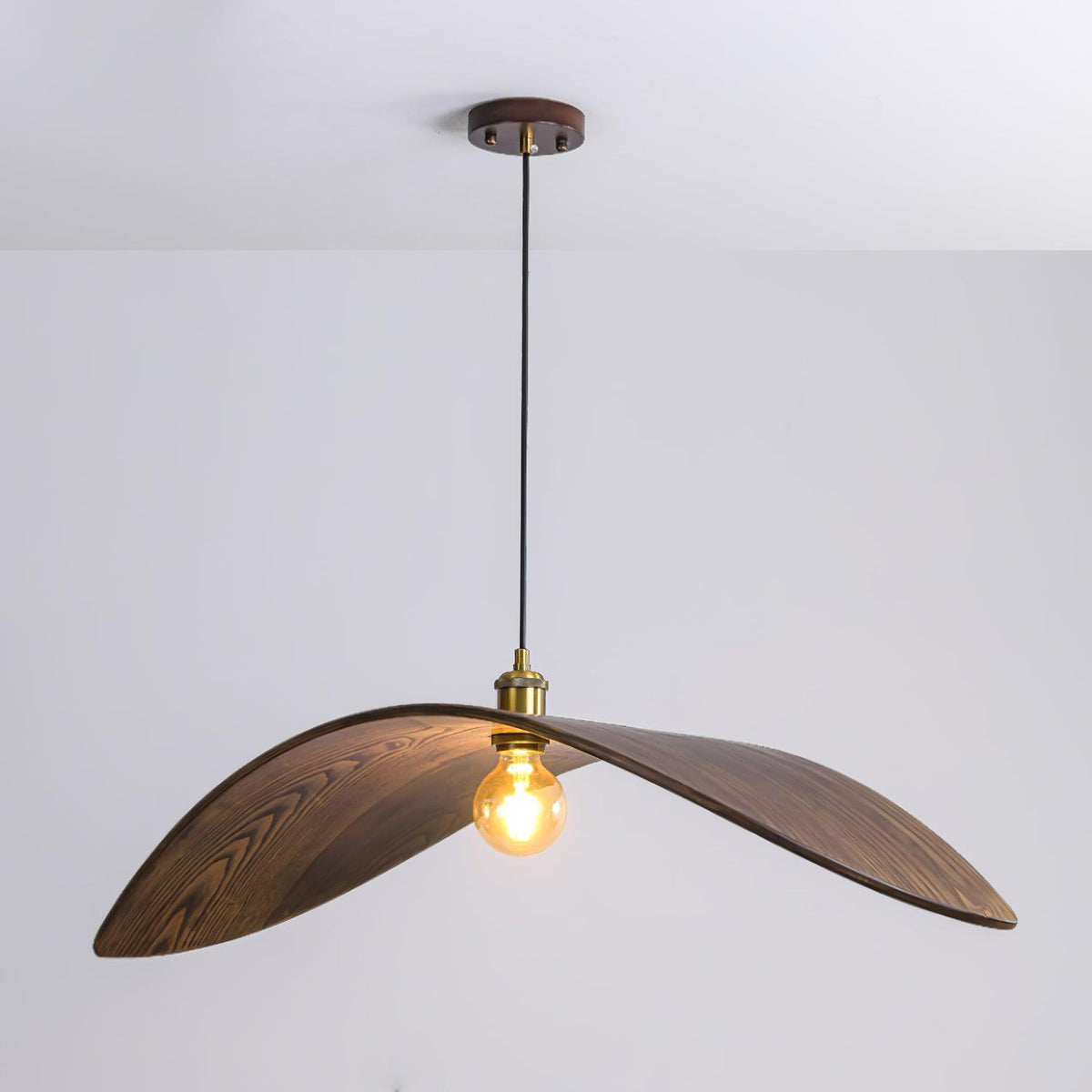Wood Pendant Light 15 23.6 or 33.5 Inches Curved Shade