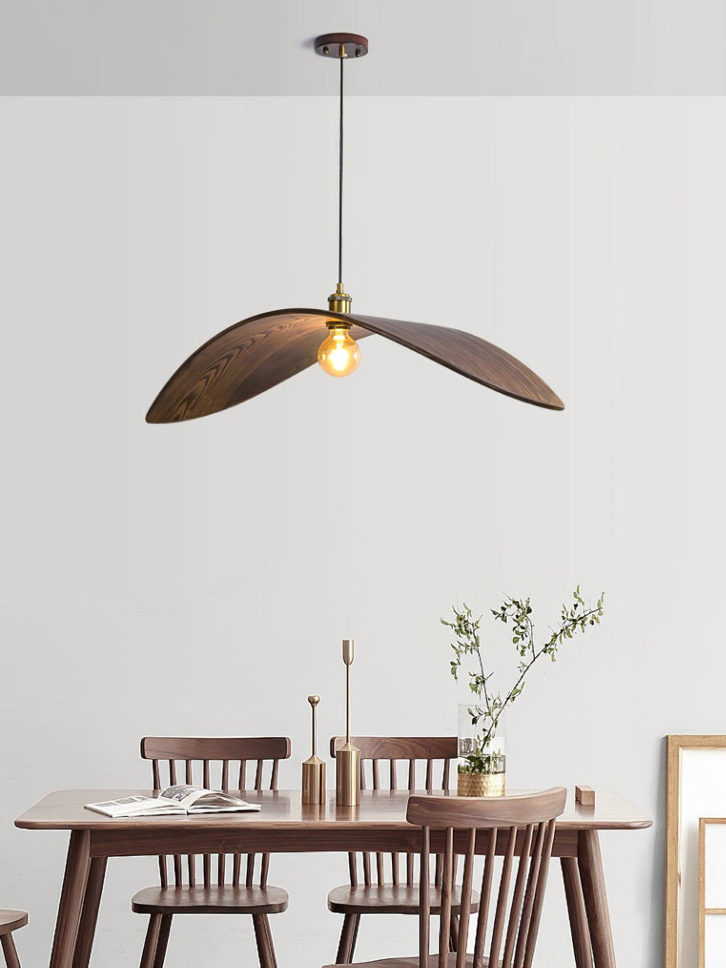 Wood Pendant Light 15 23.6 or 33.5 Inches Curved Shade