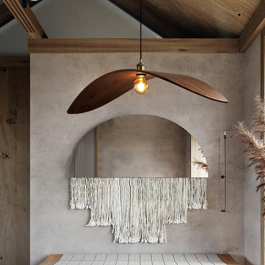 Wood Pendant Light 15 23.6 or 33.5 Inches Curved Shade