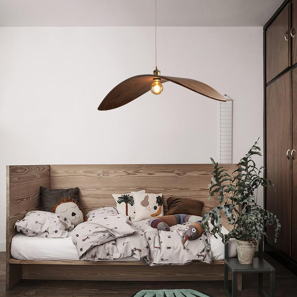 Wood Pendant Light 15 23.6 or 33.5 Inches Curved Shade