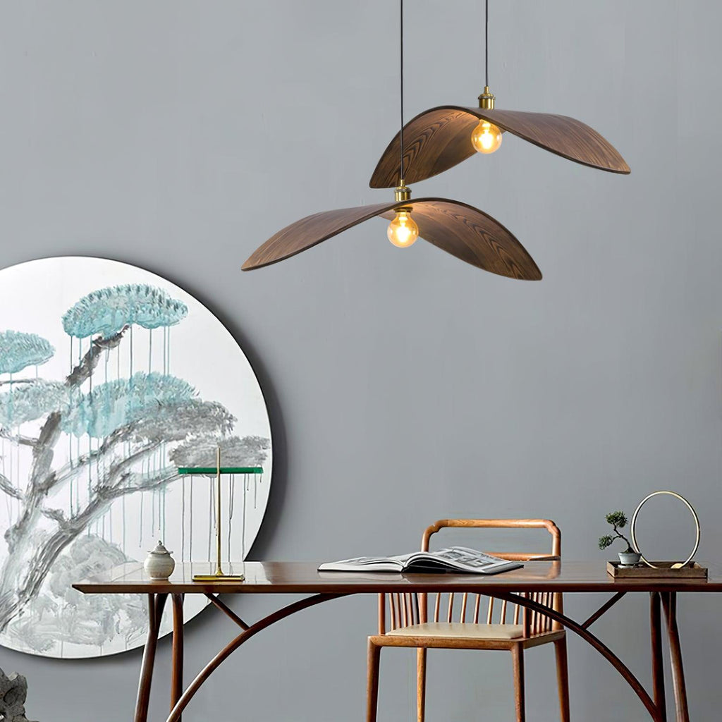Wood Pendant Light 15 23.6 or 33.5 Inches Curved Shade