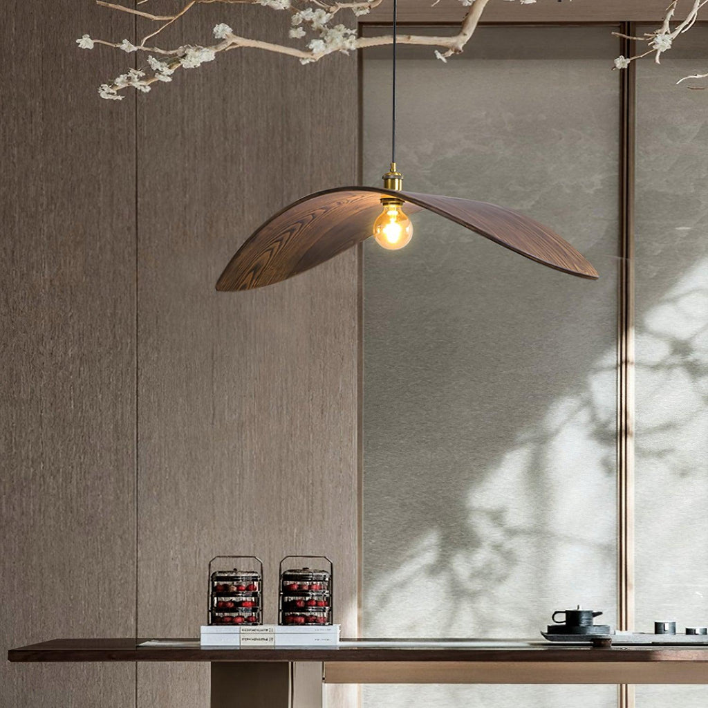 Wood Pendant Light 15 23.6 or 33.5 Inches Curved Shade
