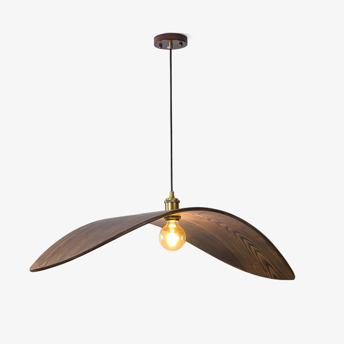 Wood Pendant Light 15 23.6 or 33.5 Inches Curved Shade