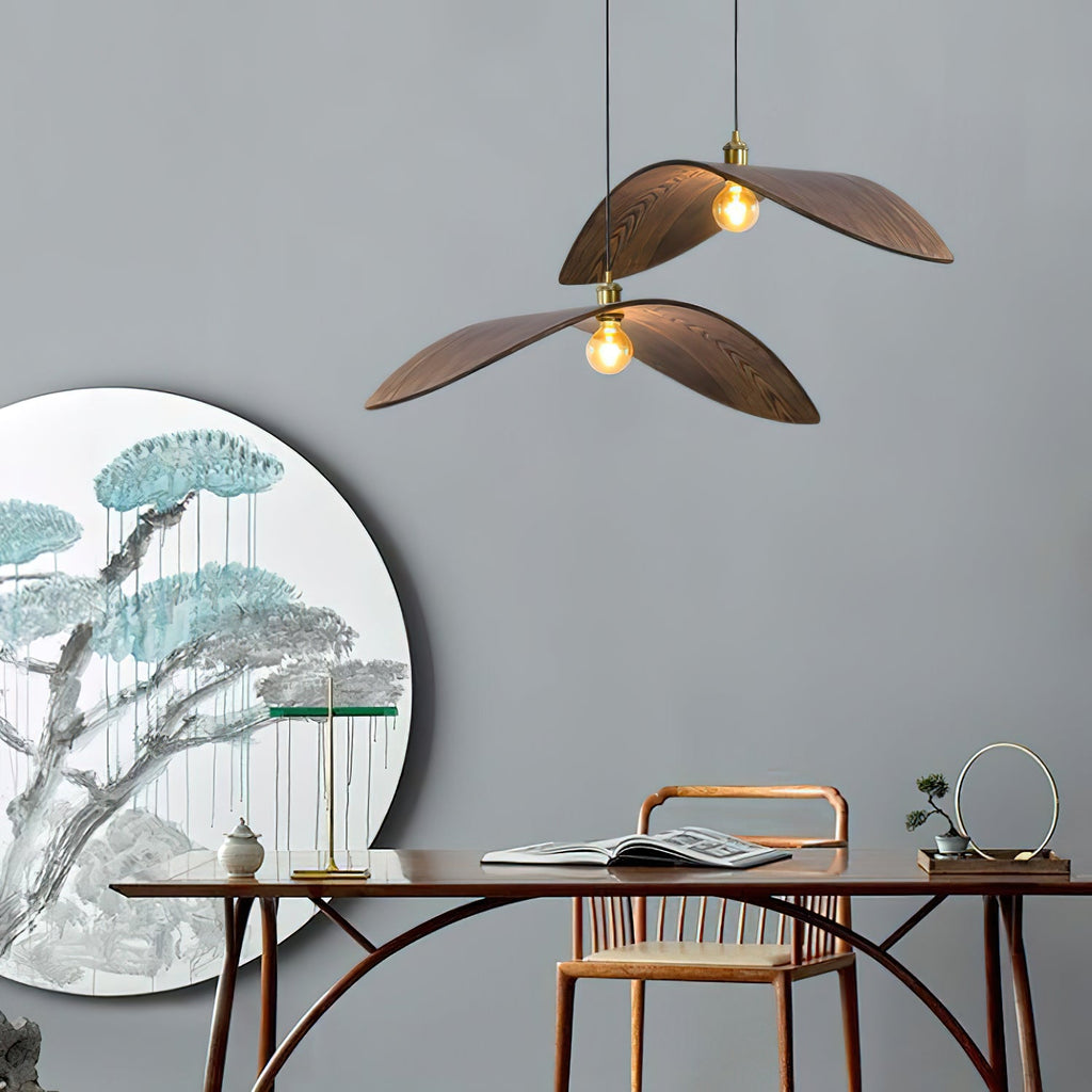 Wood Pendant Light 15 23.6 or 33.5 Inches Curved Shade