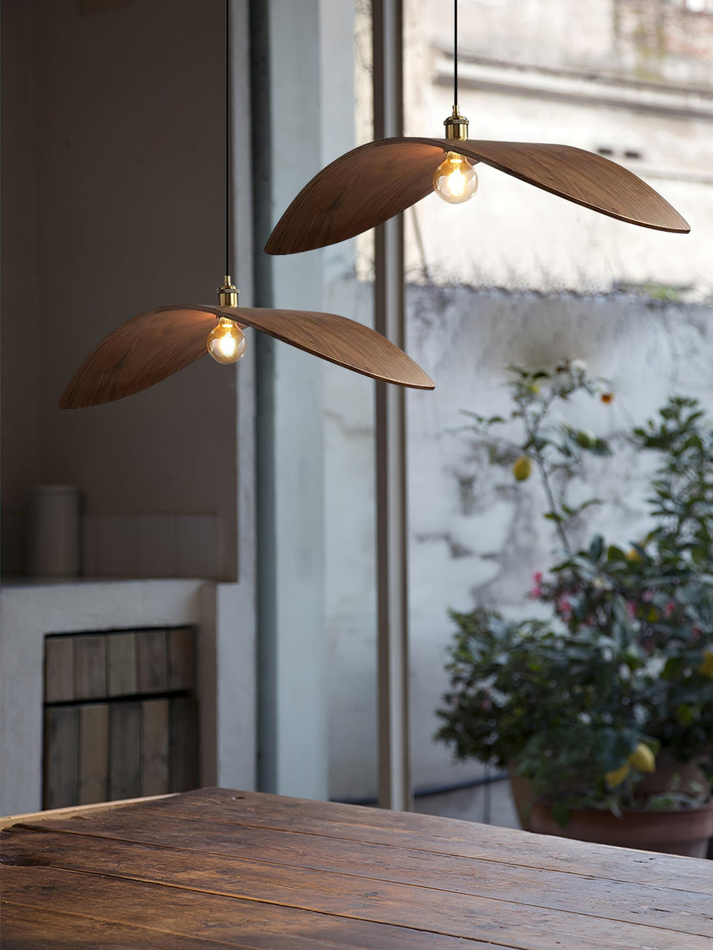 Wood Pendant Light 15 23.6 or 33.5 Inches Curved Shade