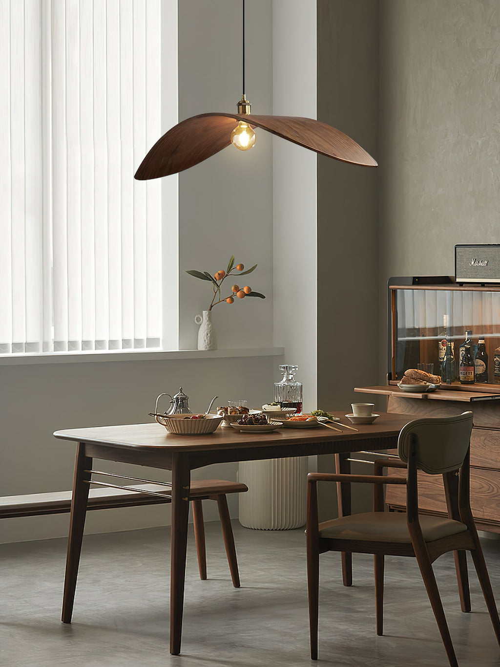 Wood Pendant Light 15 23.6 or 33.5 Inches Curved Shade