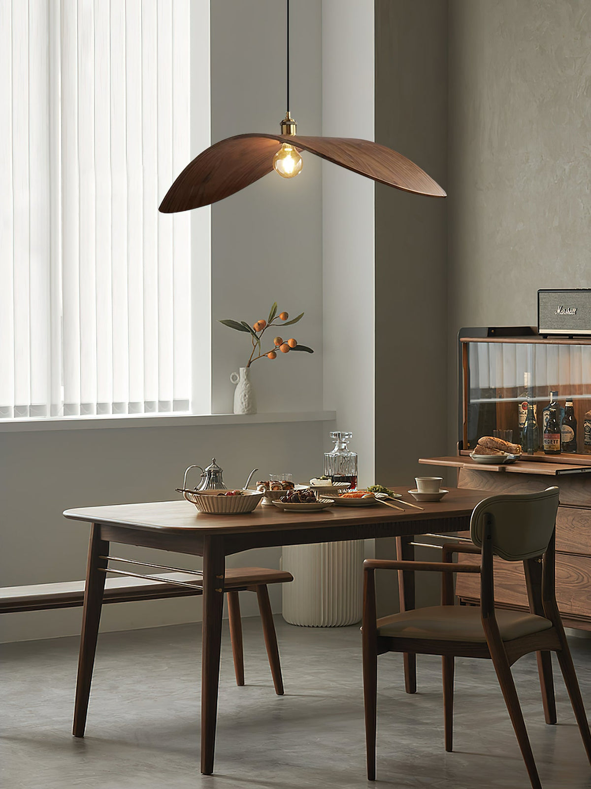 Wood Pendant Light 15 23.6 or 33.5 Inches Curved Shade