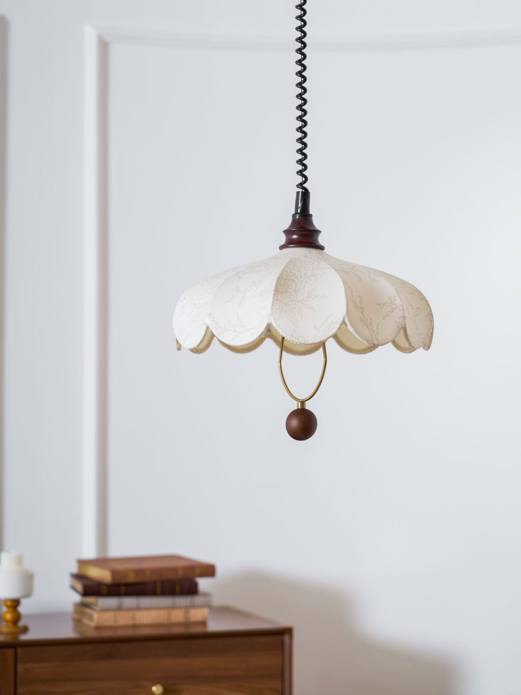 Fabric Pendant Light 15.7 or 19.7 Inches Scalloped Shade