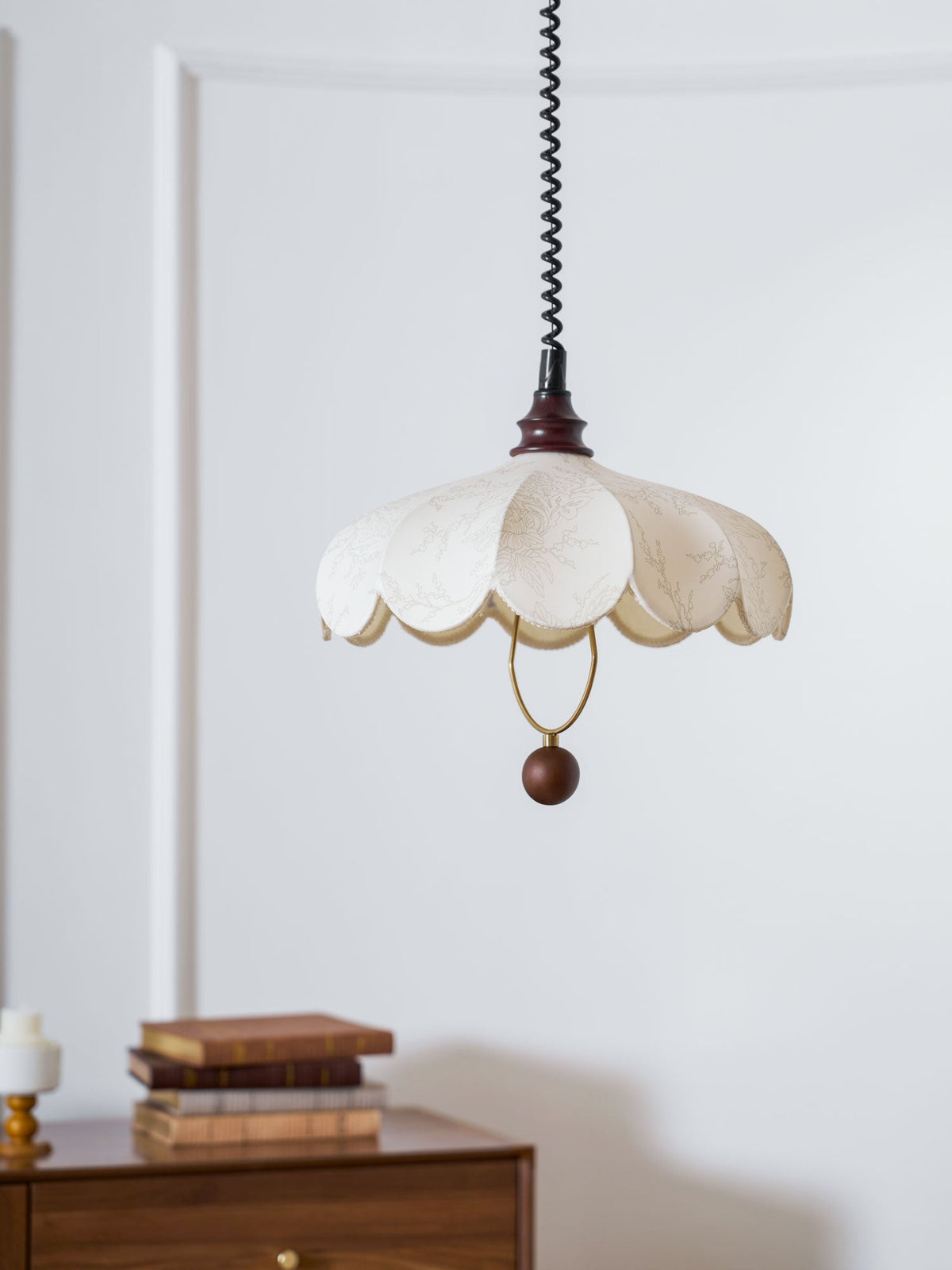 Fabric Pendant Light 15.7 or 19.7 Inches Scalloped Shade