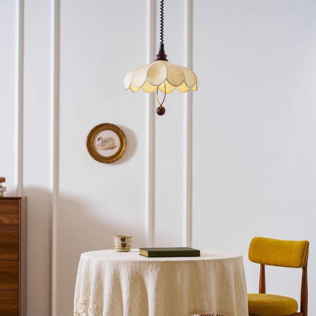 Fabric Pendant Light 15.7 or 19.7 Inches Scalloped Shade