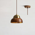 Pendant Light 6.3 Inches Hand Turned Wood Shade Brass