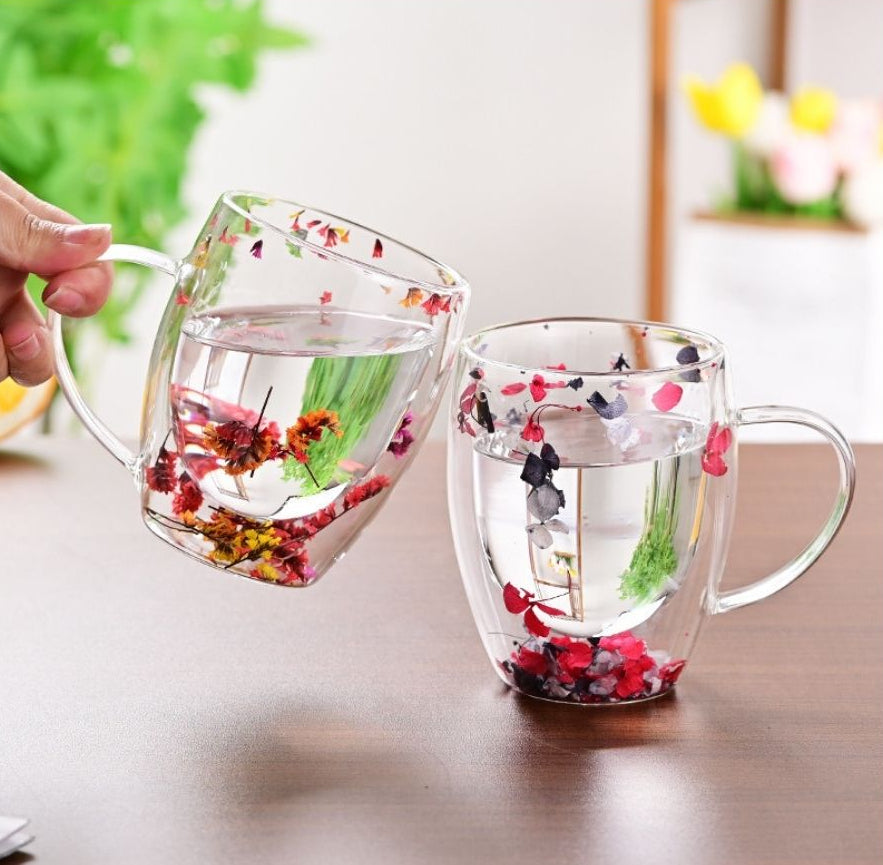 Floral Glass Cup