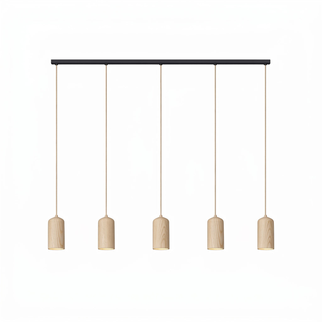 Wood Pendant Light 7 Models Single or Cluster Sets
