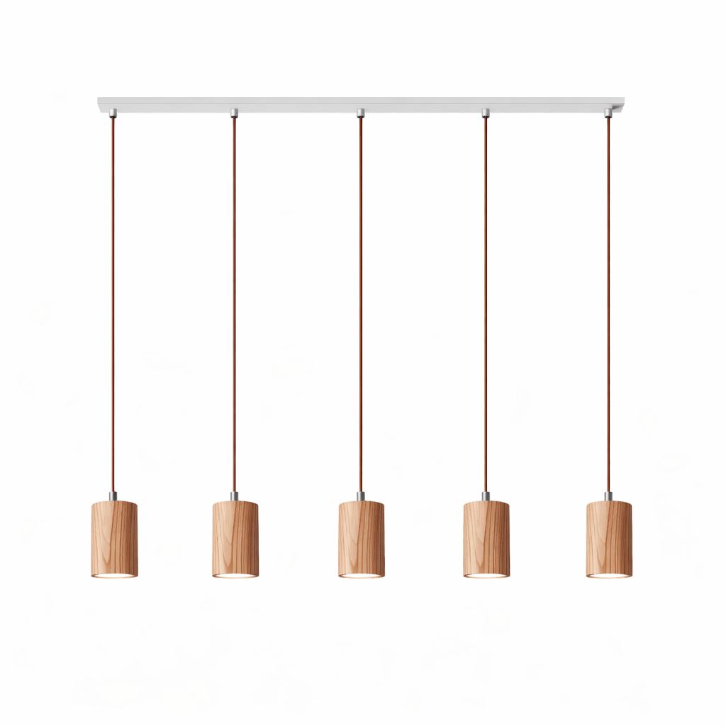 Wood Pendant Light 7 Models Single or Cluster Sets