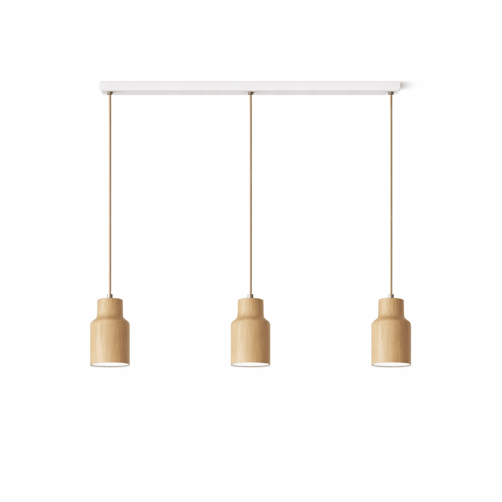 Wood Pendant Light 7 Models Single or Cluster Sets