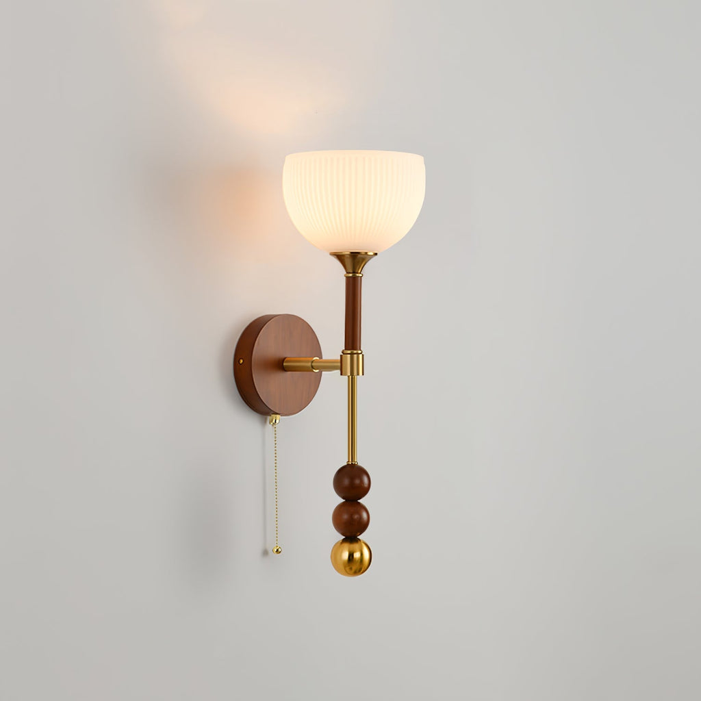 Wall Sconce 19.7 Inches Glass Shade Wood and Metal 8 Models