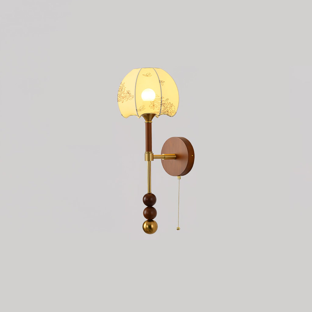 Wall Sconce 19.7 Inches Glass Shade Wood and Metal 8 Models
