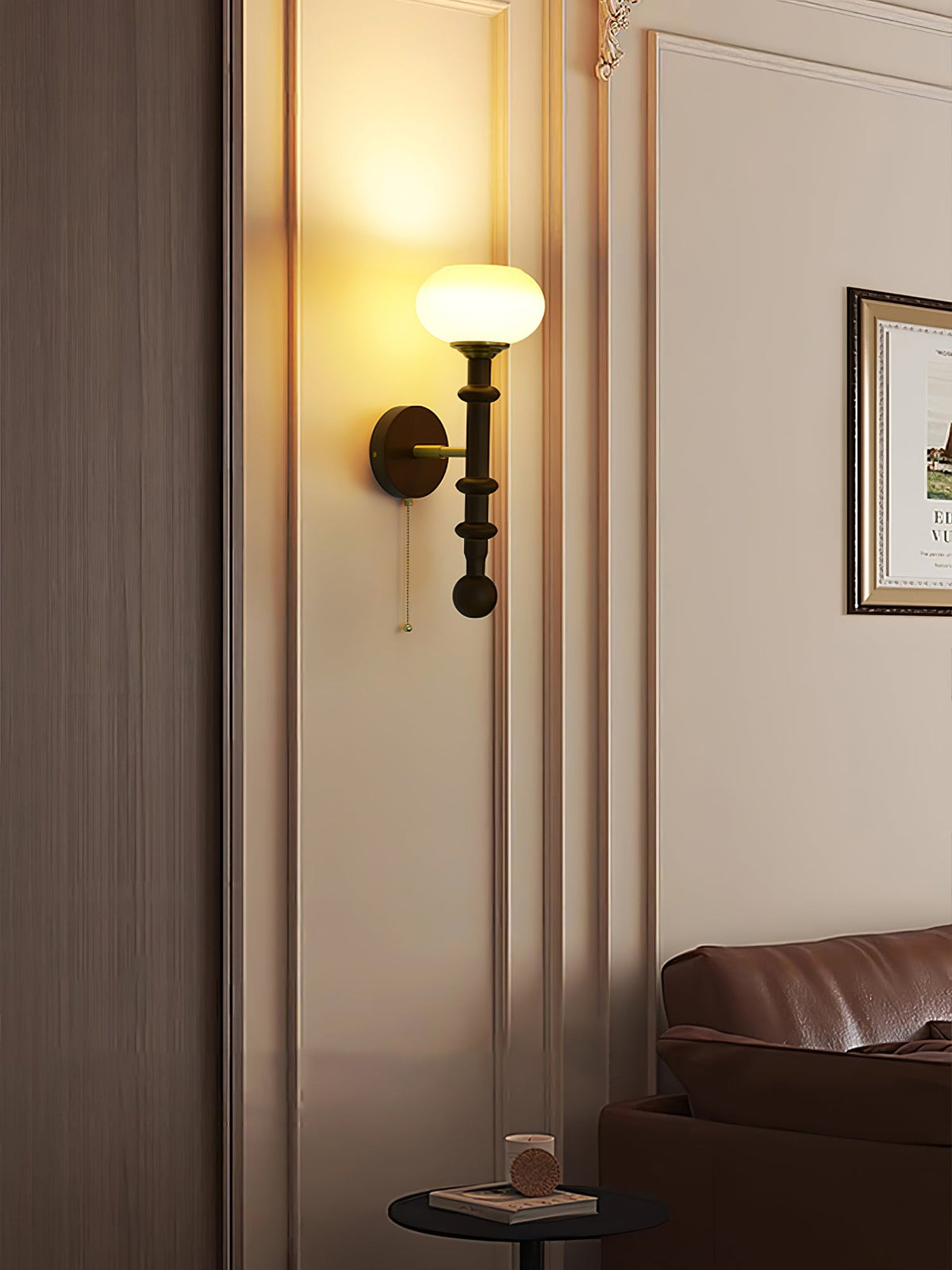 Wall Sconce 19.7 Inches Glass Shade Wood and Metal 8 Models