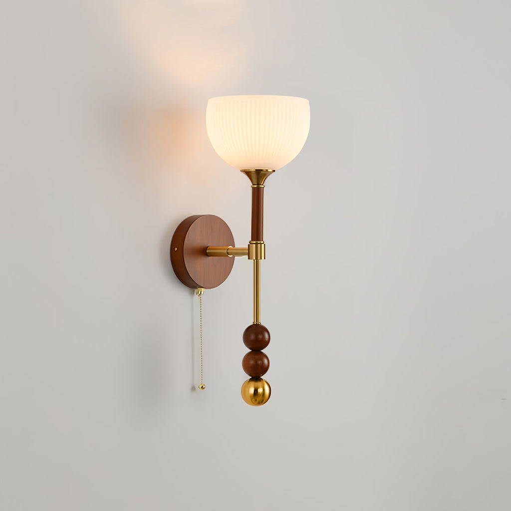 Wall Sconce 19.7 Inches Glass Shade Wood and Metal 8 Models