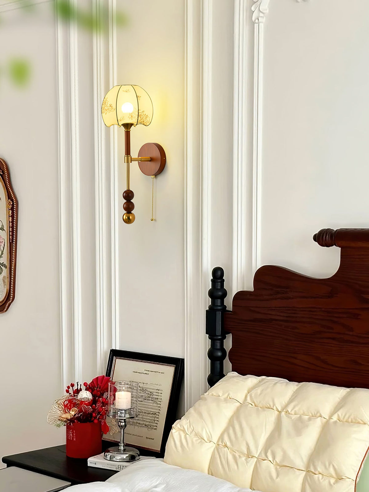 Wall Sconce 19.7 Inches Glass Shade Wood and Metal 8 Models