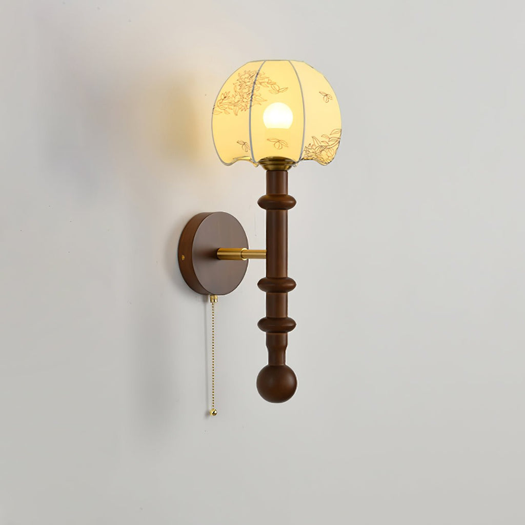 Wall Sconce 19.7 Inches Glass Shade Wood and Metal 8 Models