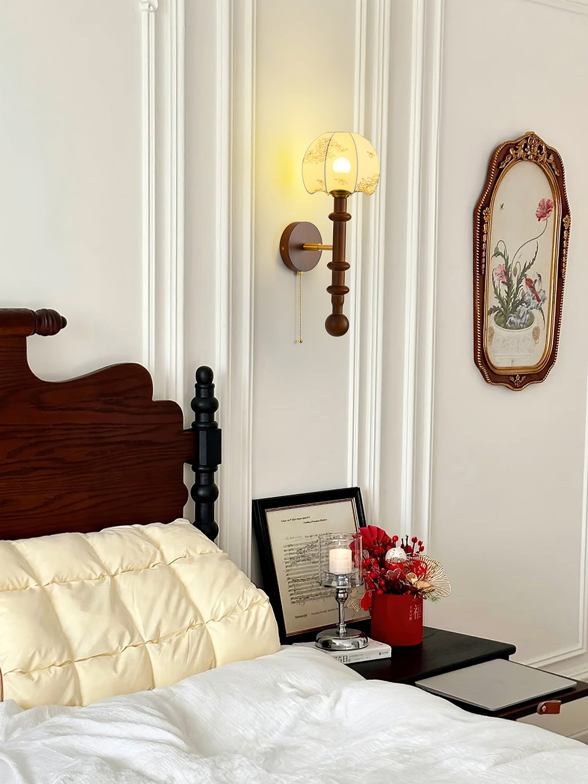 Wall Sconce 19.7 Inches Glass Shade Wood and Metal 8 Models