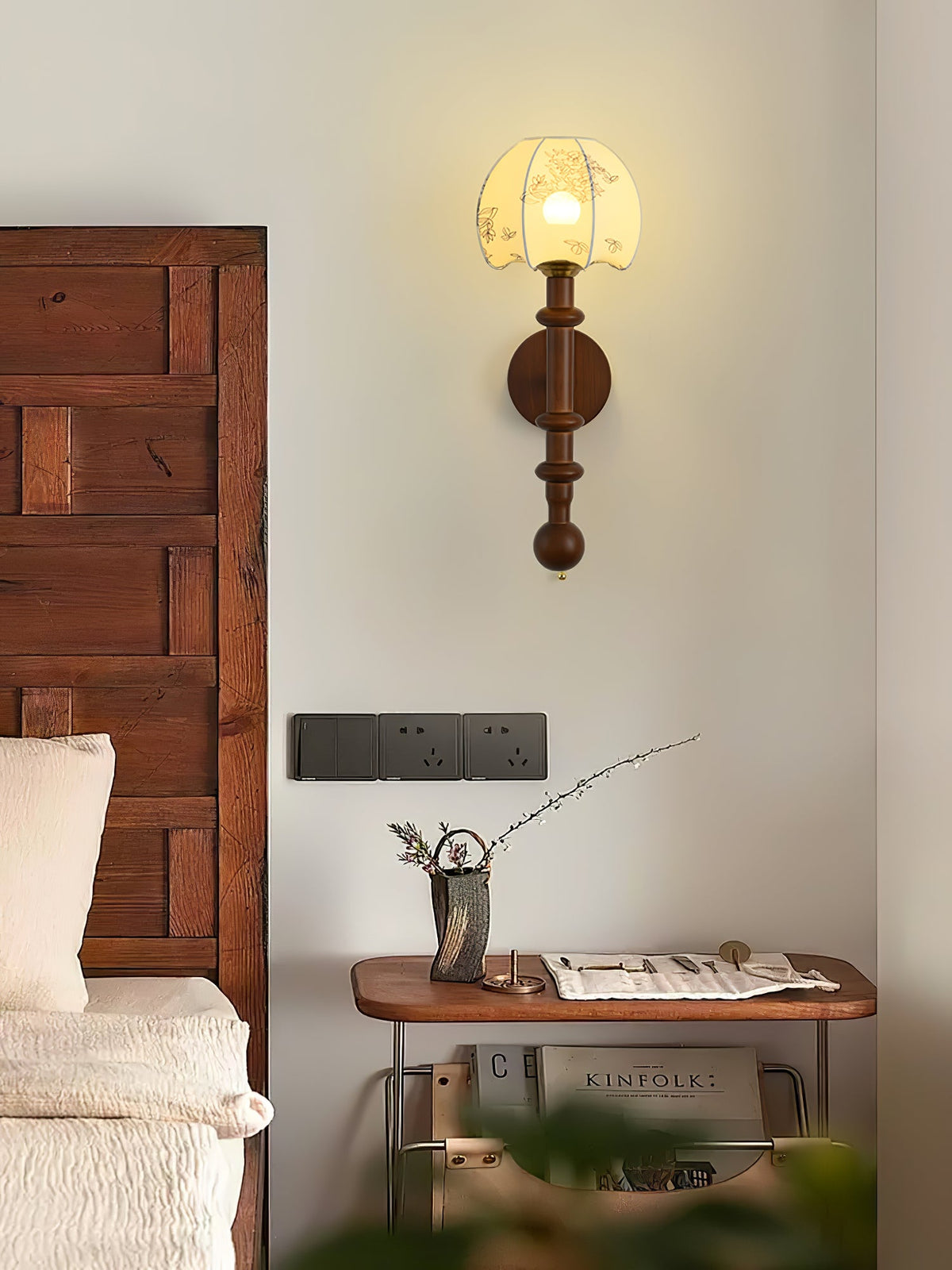Wall Sconce 19.7 Inches Glass Shade Wood and Metal 8 Models