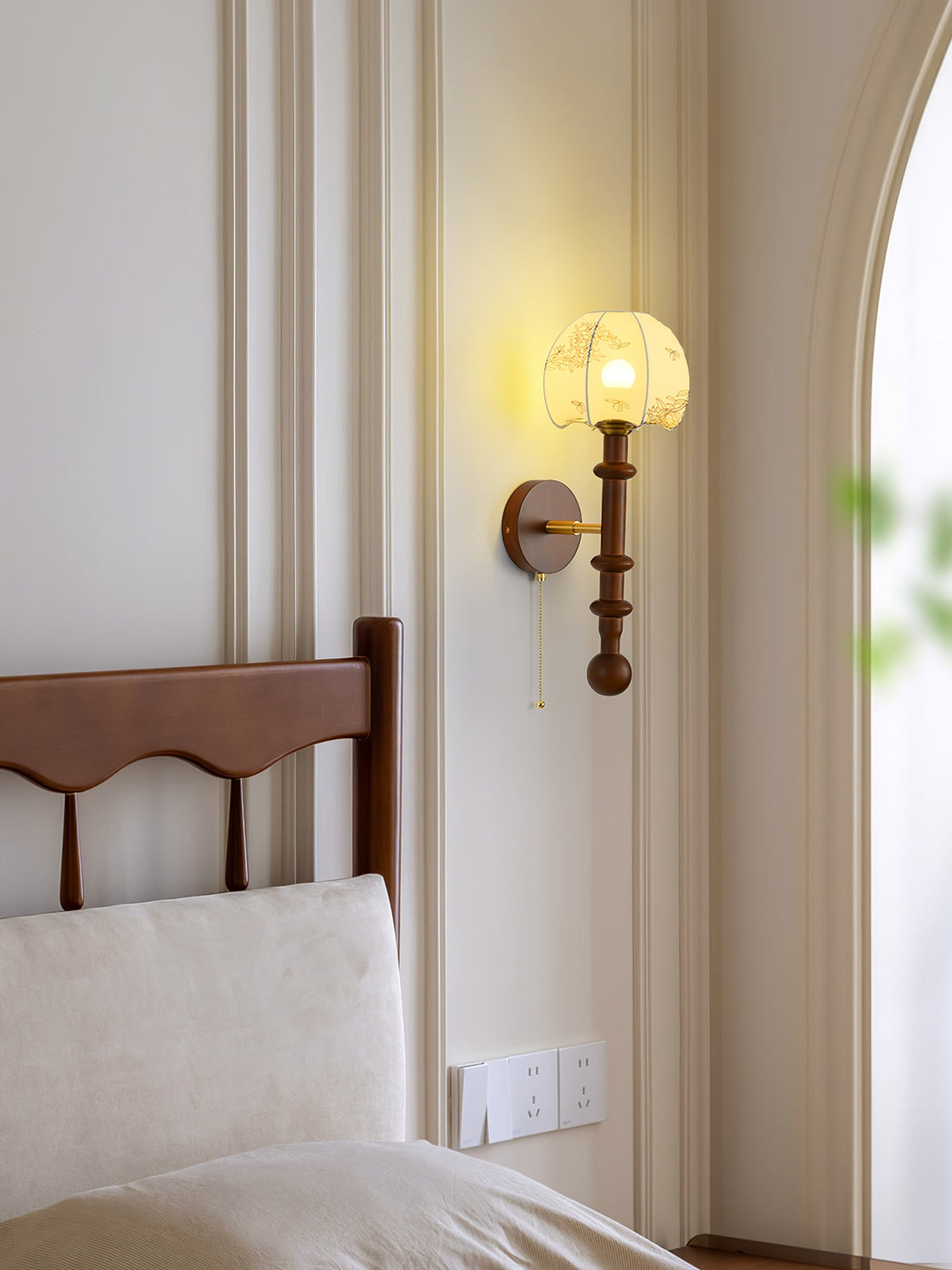 Wall Sconce 19.7 Inches Glass Shade Wood and Metal 8 Models