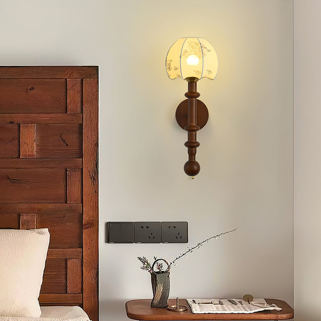 Wall Sconce 19.7 Inches Glass Shade Wood and Metal 8 Models