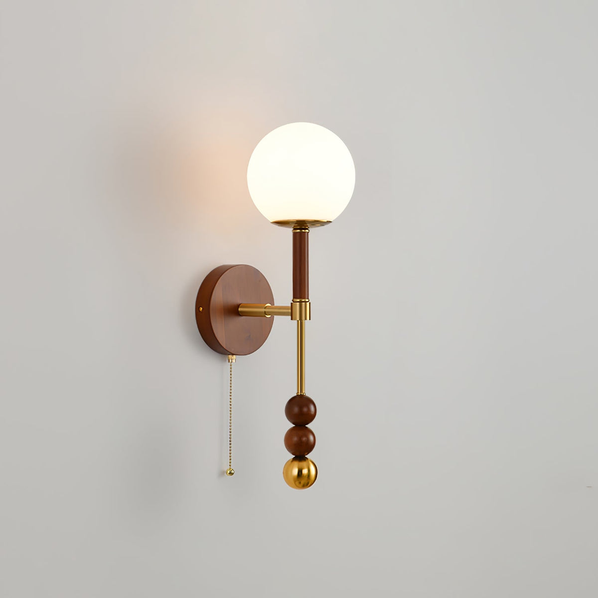Wall Sconce 19.7 Inches Glass Shade Wood and Metal 8 Models