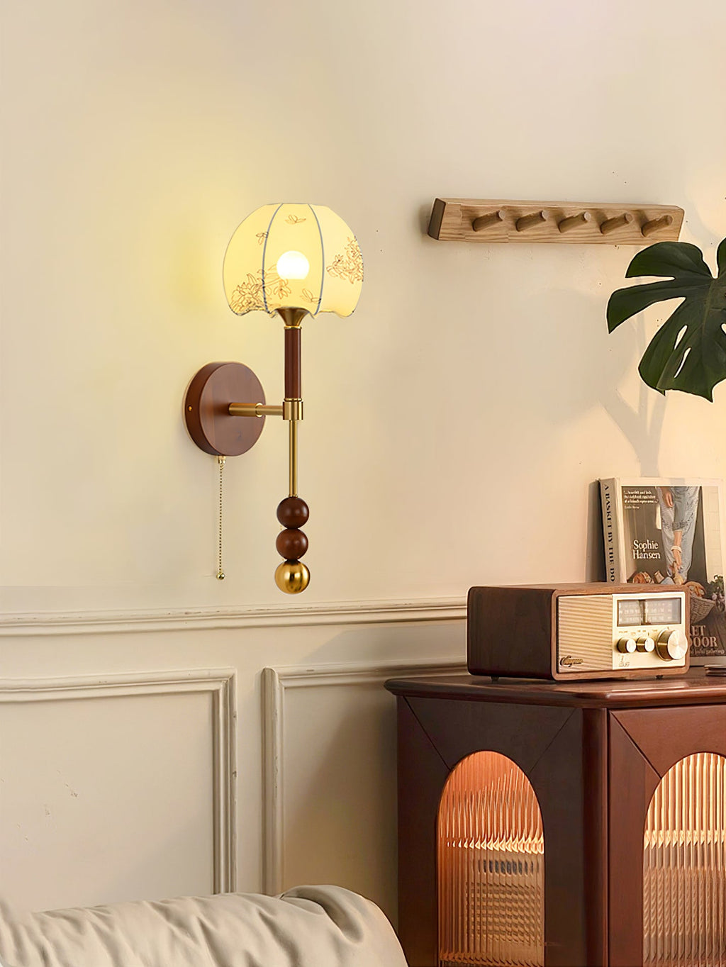 Wall Sconce 19.7 Inches Glass Shade Wood and Metal 8 Models