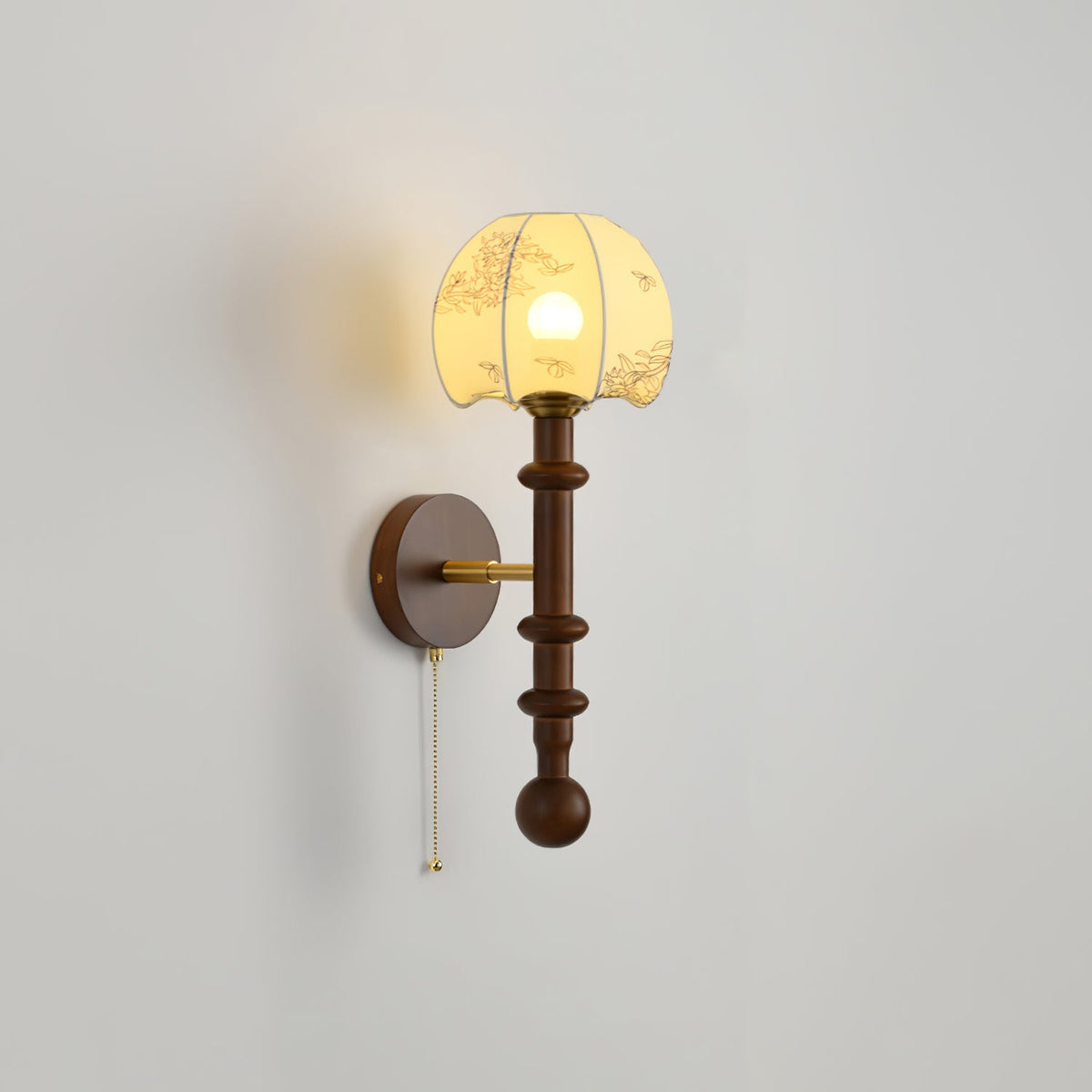 Wall Sconce 19.7 Inches Glass Shade Wood and Metal 8 Models