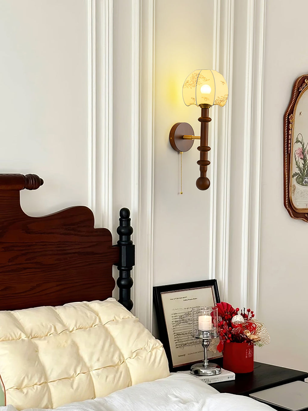 Wall Sconce 19.7 Inches Glass Shade Wood and Metal 8 Models