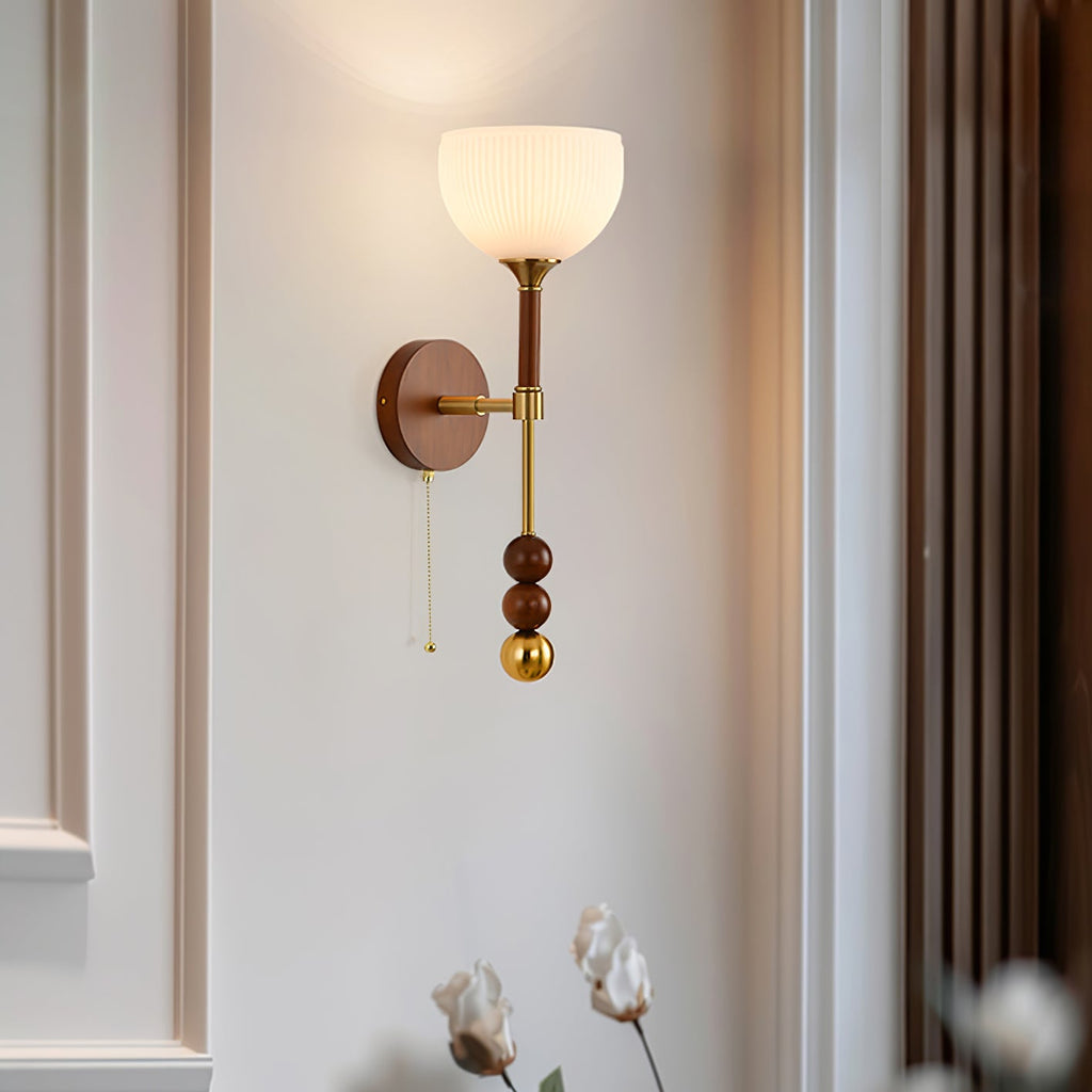 Wall Sconce 19.7 Inches Glass Shade Wood and Metal 8 Models