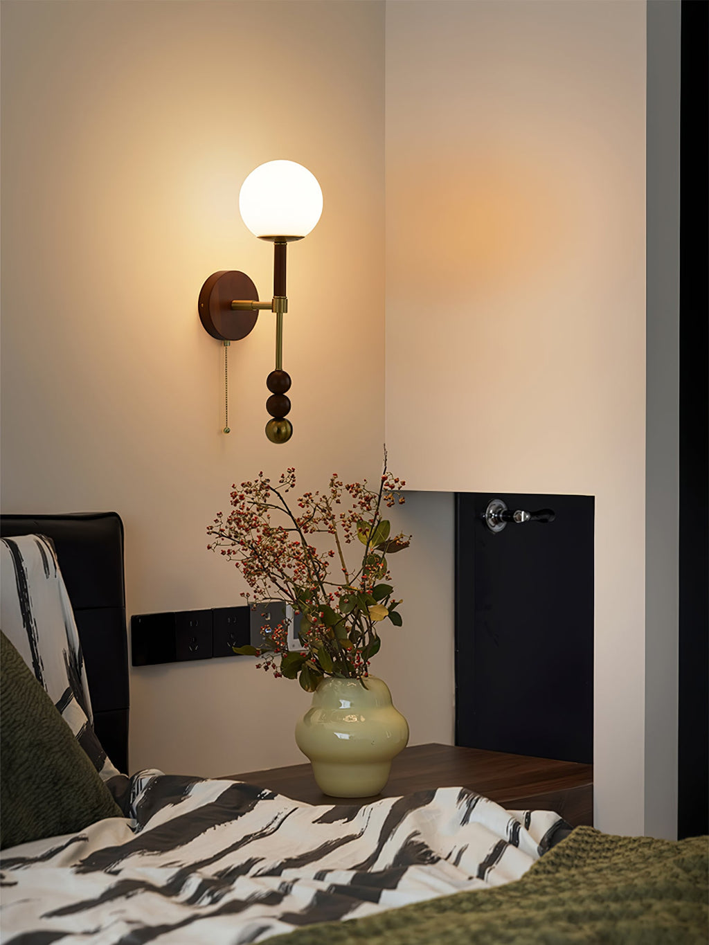 Wall Sconce 19.7 Inches Glass Shade Wood and Metal 8 Models