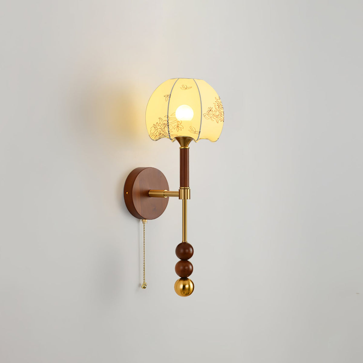 Wall Sconce 19.7 Inches Glass Shade Wood and Metal 8 Models