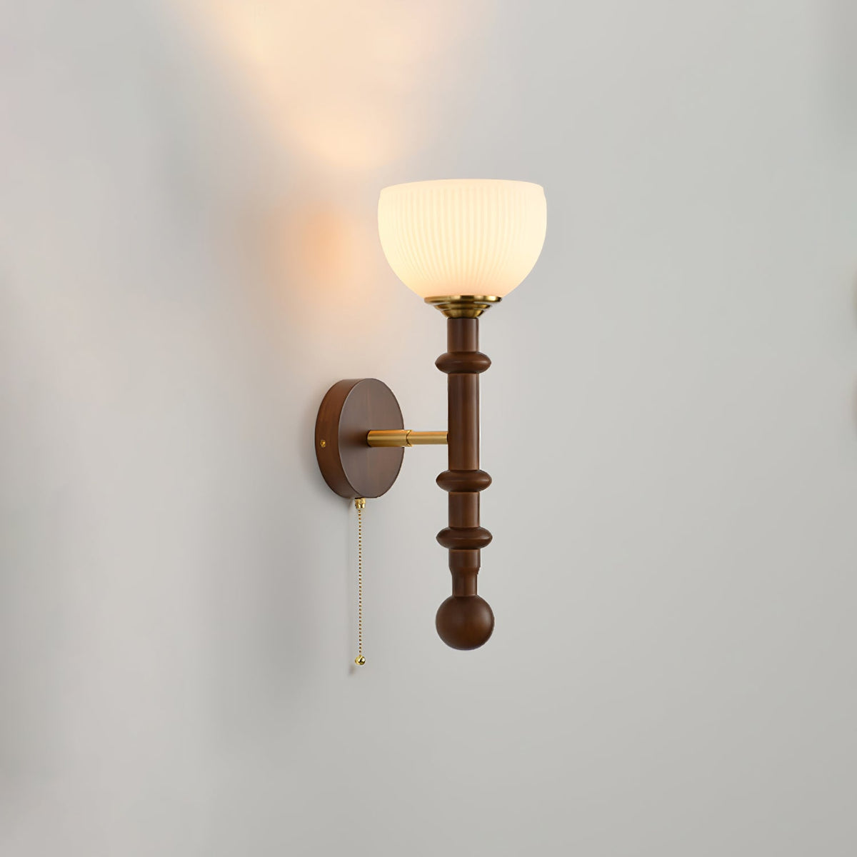Wall Sconce 19.7 Inches Glass Shade Wood and Metal 8 Models