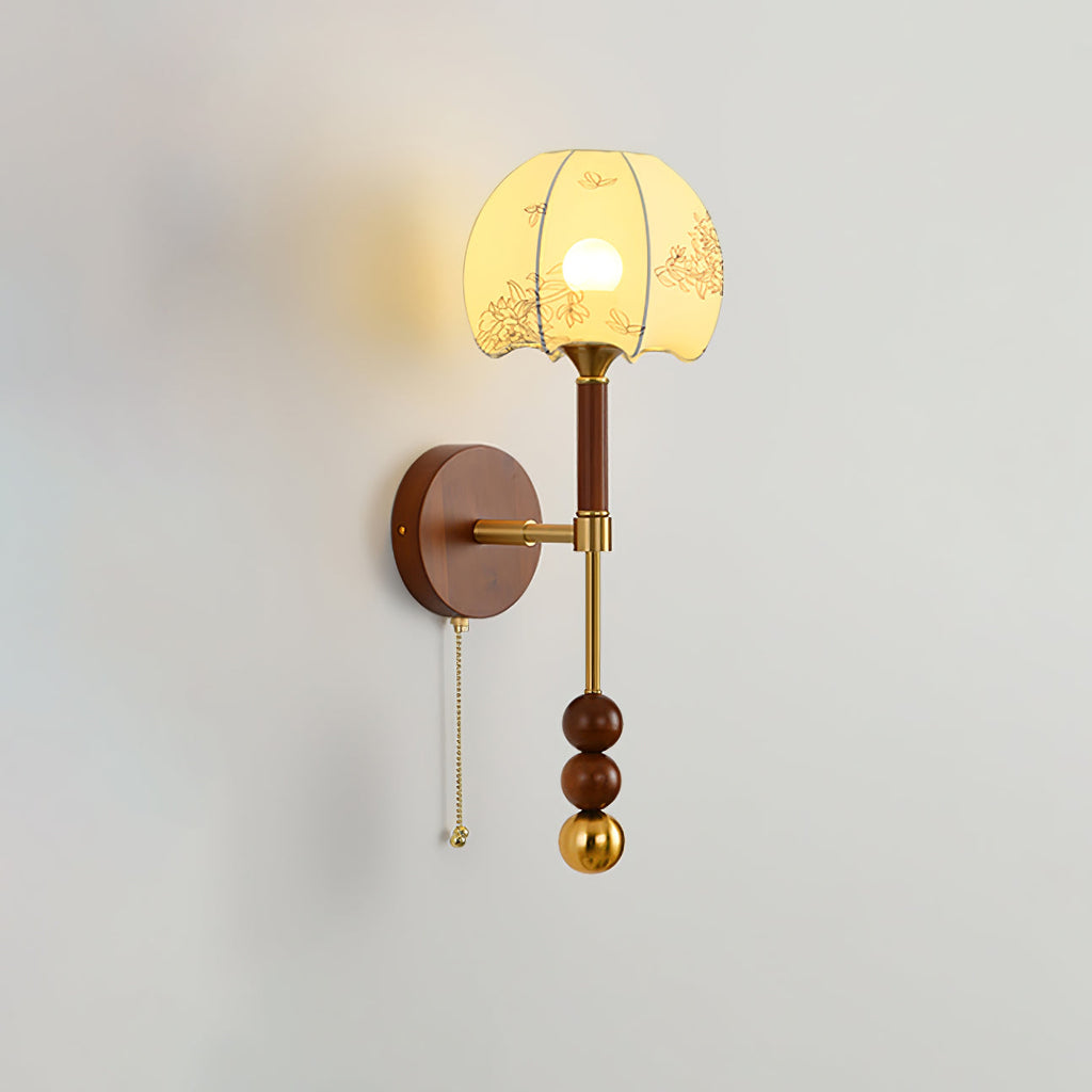 Wall Sconce 19.7 Inches Glass Shade Wood and Metal 8 Models