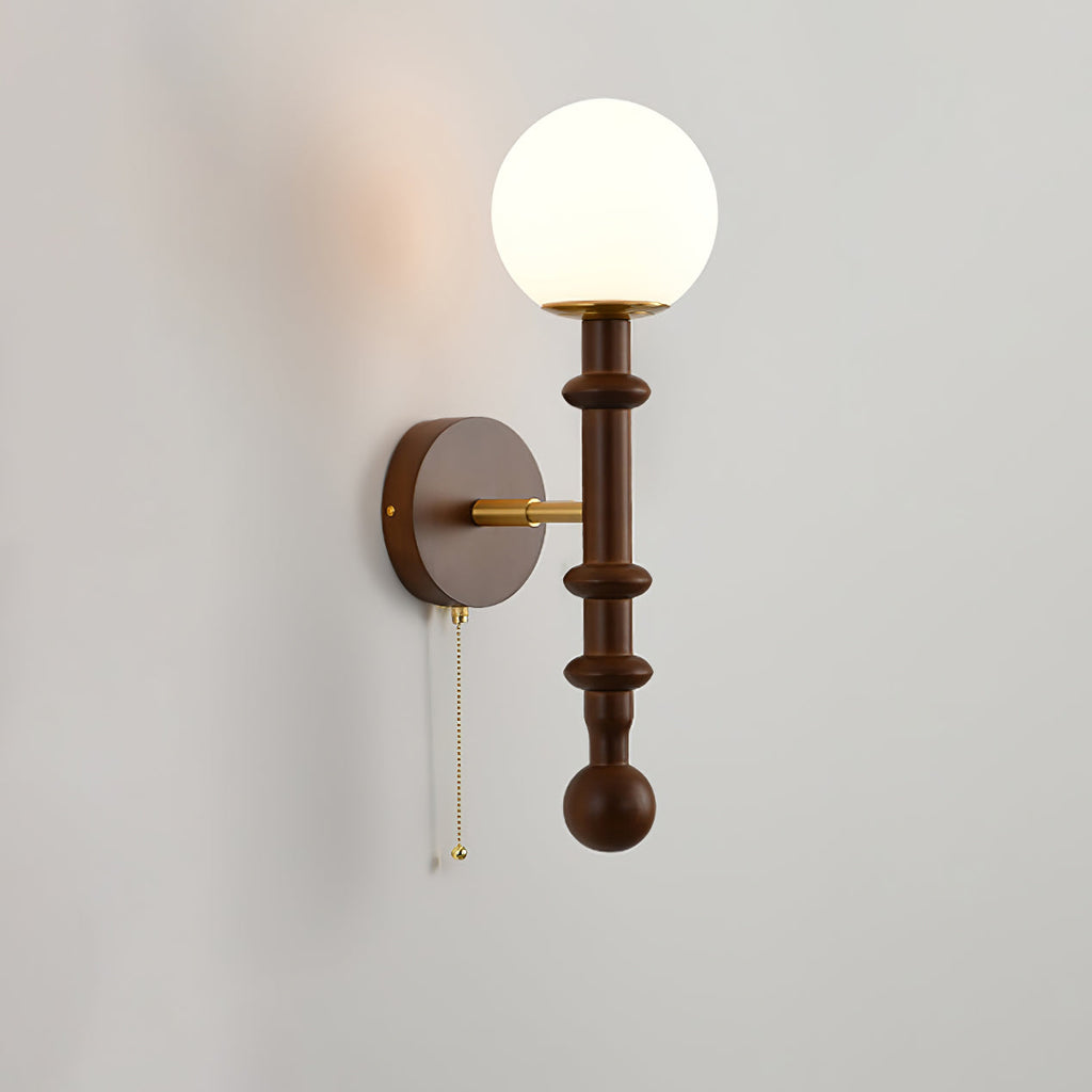 Wall Sconce 19.7 Inches Glass Shade Wood and Metal 8 Models