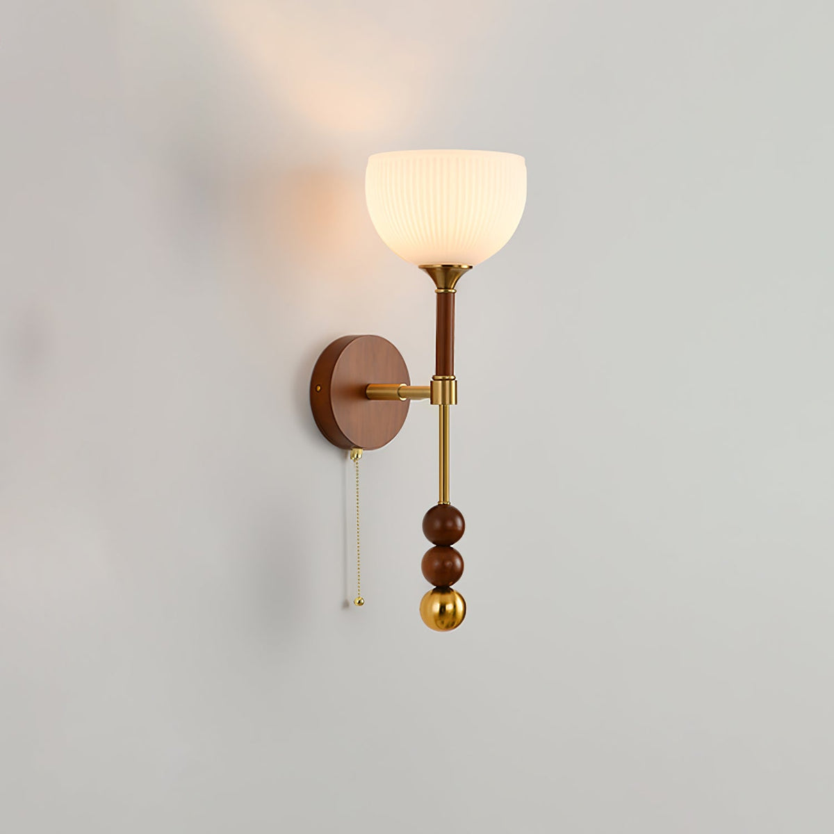 Wall Sconce 19.7 Inches Glass Shade Wood and Metal 8 Models