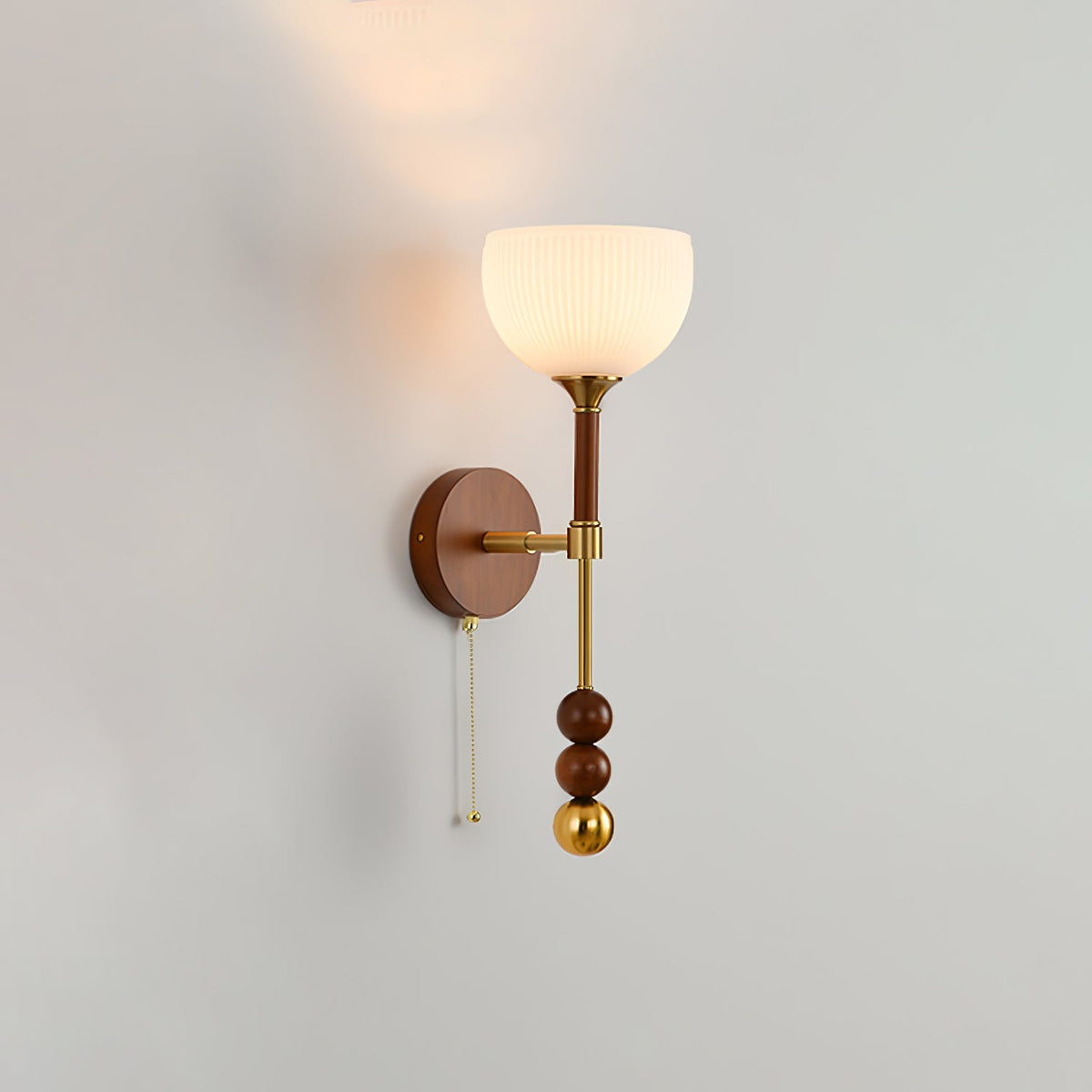 Wall Sconce 19.7 Inches Glass Shade Wood and Metal 8 Models